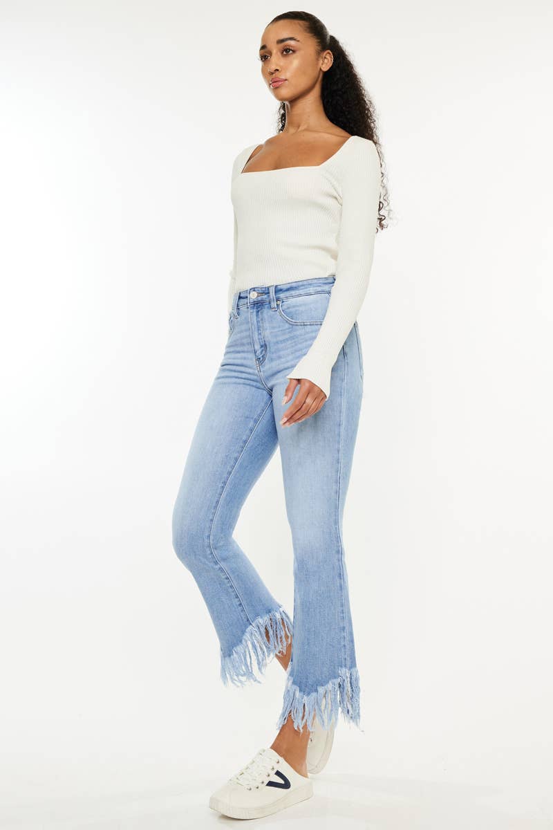 KanCan HIGH RISE CROP BOOTCUT DENIM PANTS-KC9354M