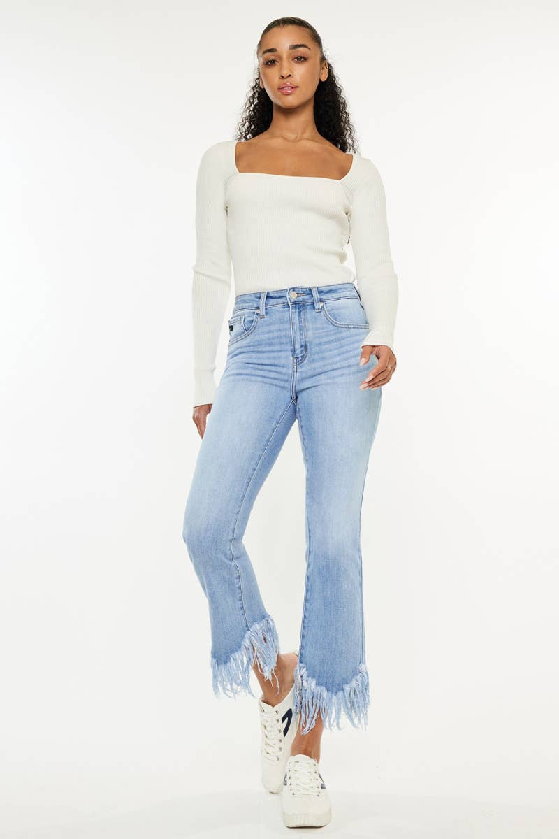 KanCan HIGH RISE CROP BOOTCUT DENIM PANTS-KC9354M