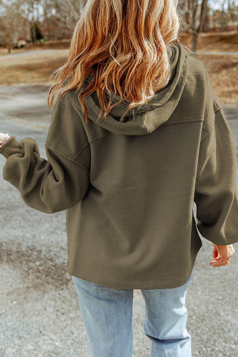 LDC Flap Pocket Drawstring Hood Zip Up Jacket