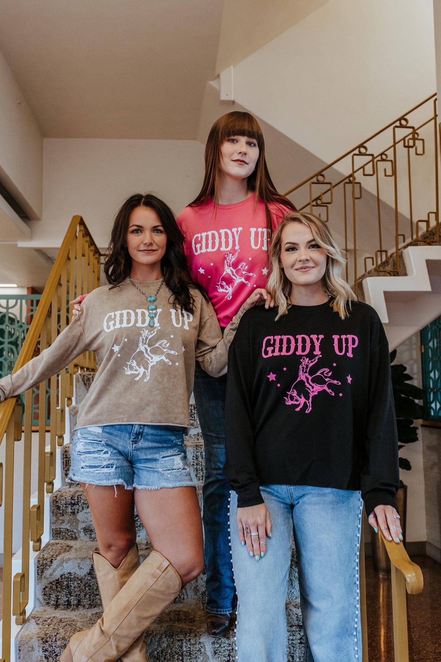 MK318 Giddy Up flocking Light Weight Sweatshirt- Brown