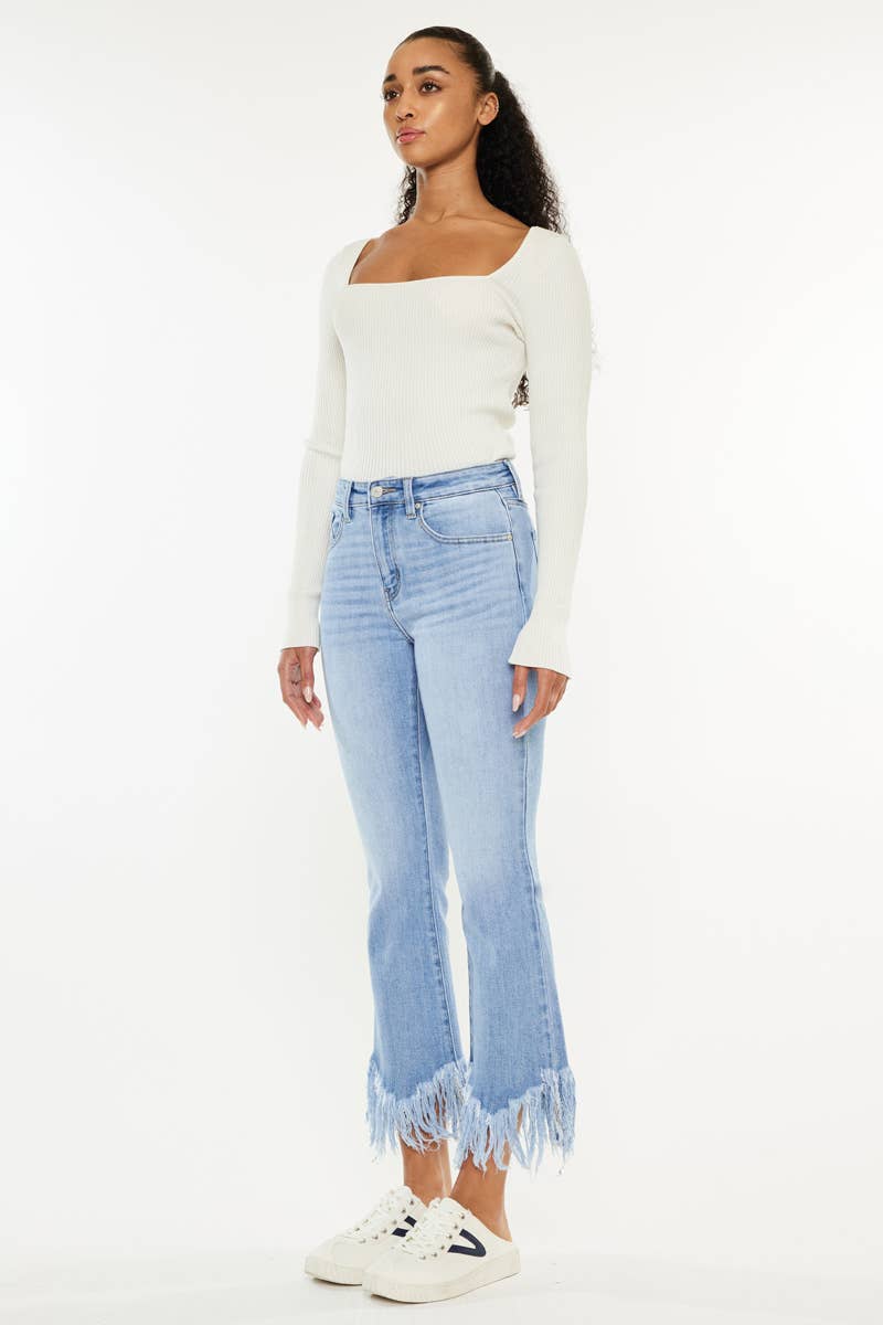 KanCan HIGH RISE CROP BOOTCUT DENIM PANTS-KC9354M