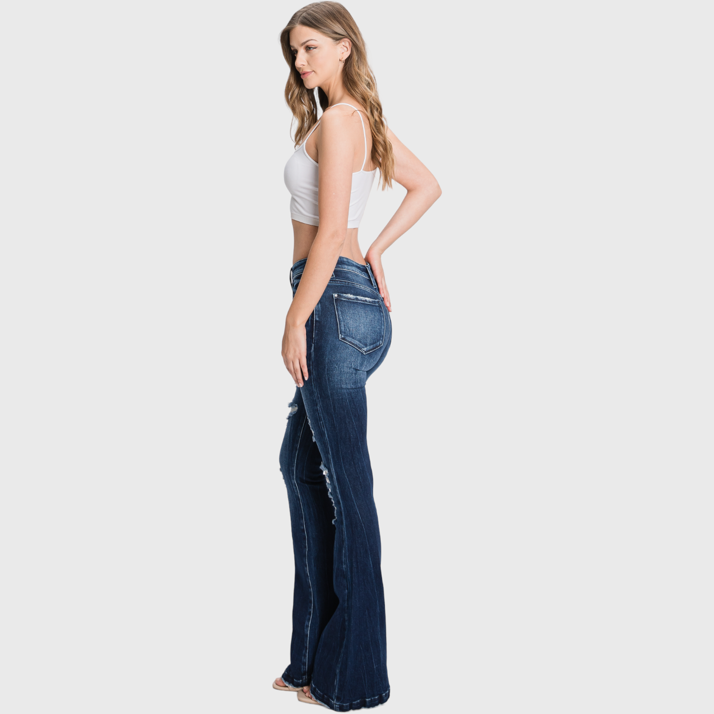 Petra 153 DISTRESSED MID RISE STRETCH FLARE