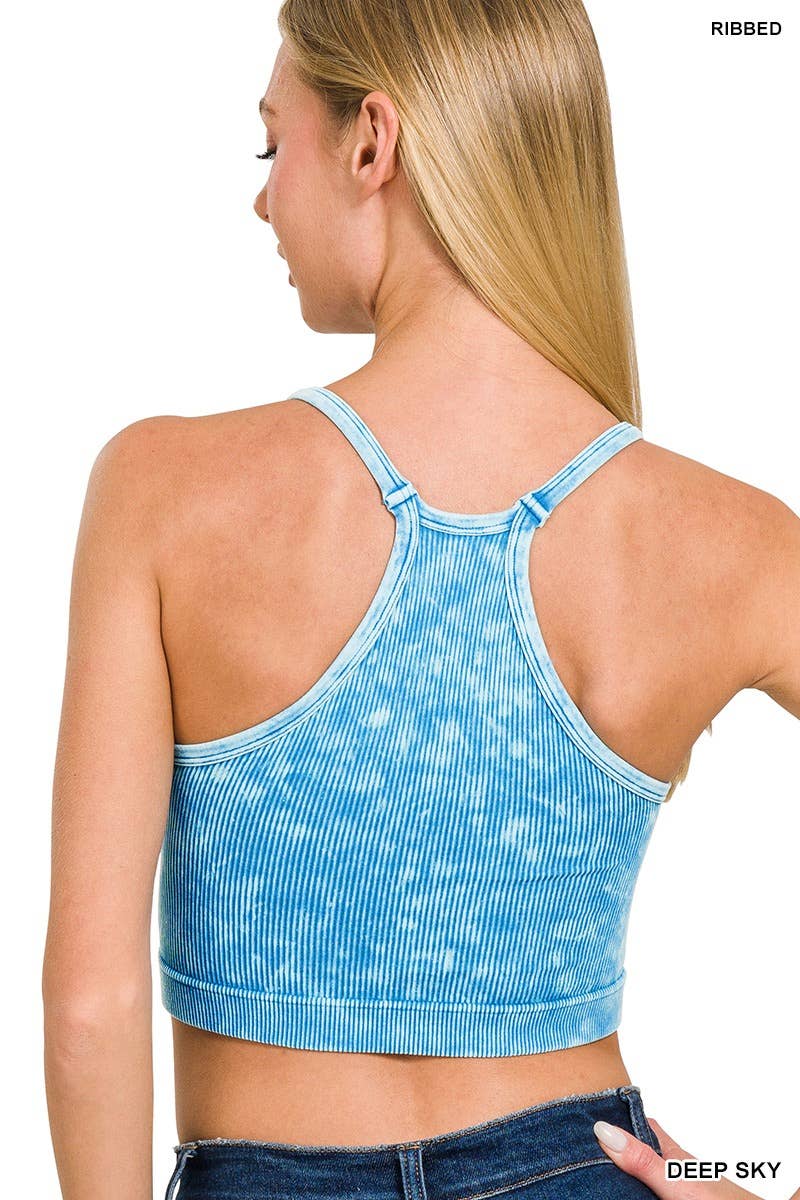 Washed Seamless Halter Crop Tank