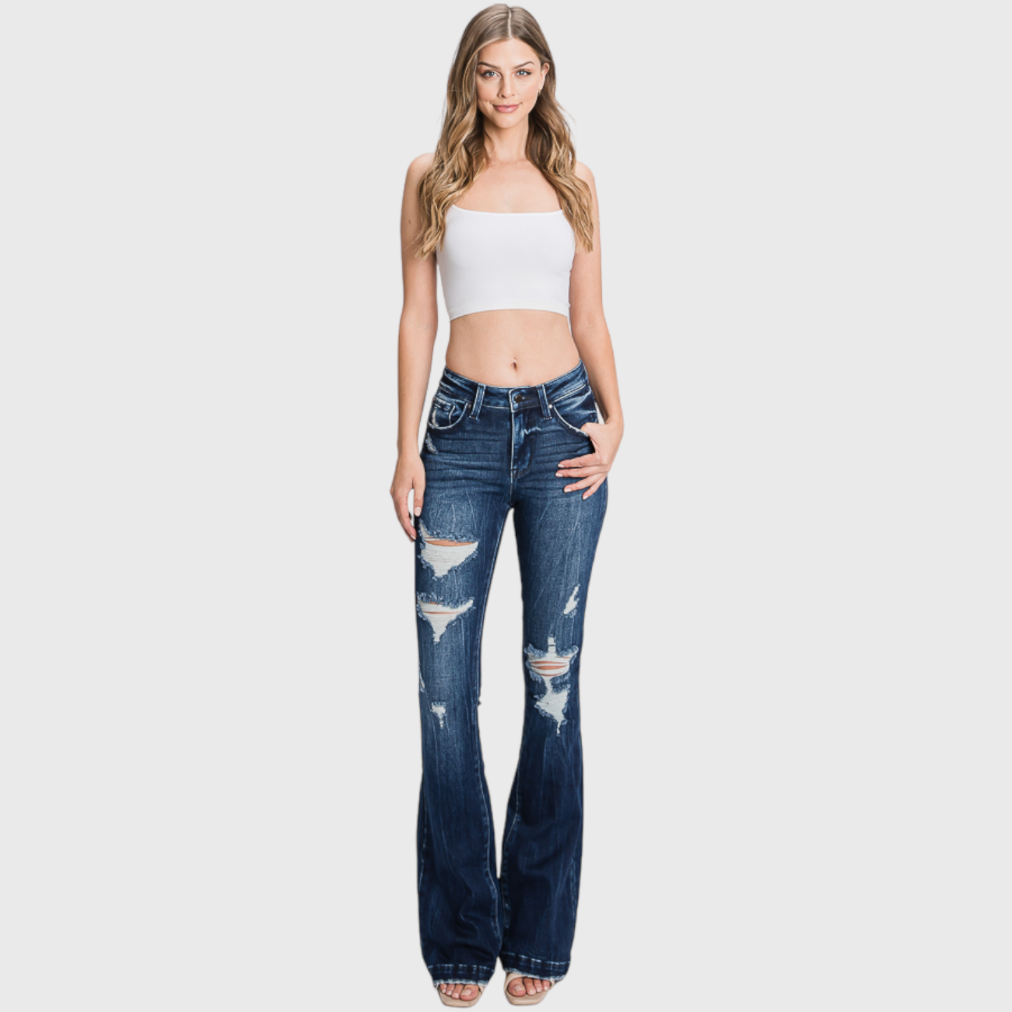 Petra 153 DISTRESSED MID RISE STRETCH FLARE
