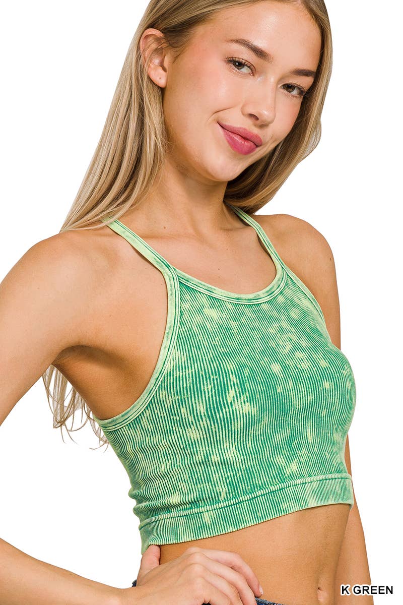 Washed Seamless Halter Crop Tank