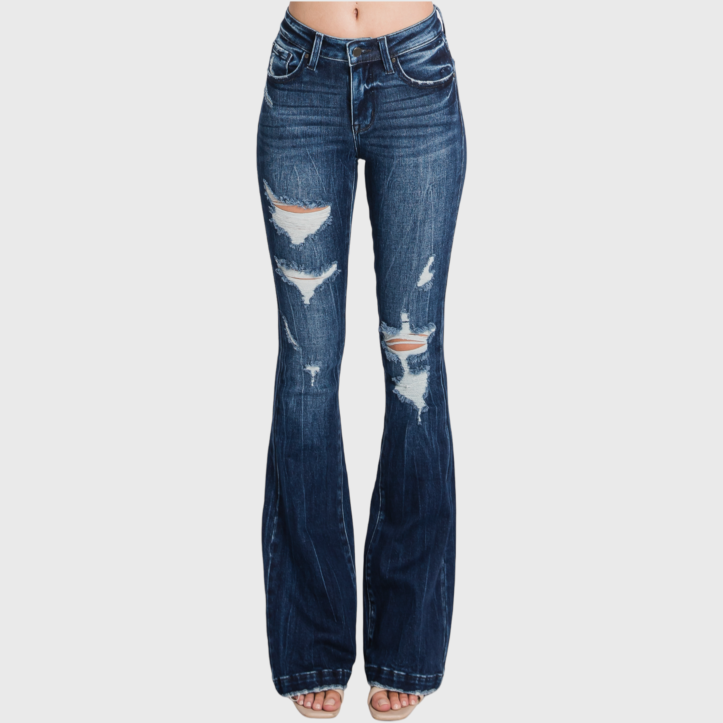 Petra 153 DISTRESSED MID RISE STRETCH FLARE
