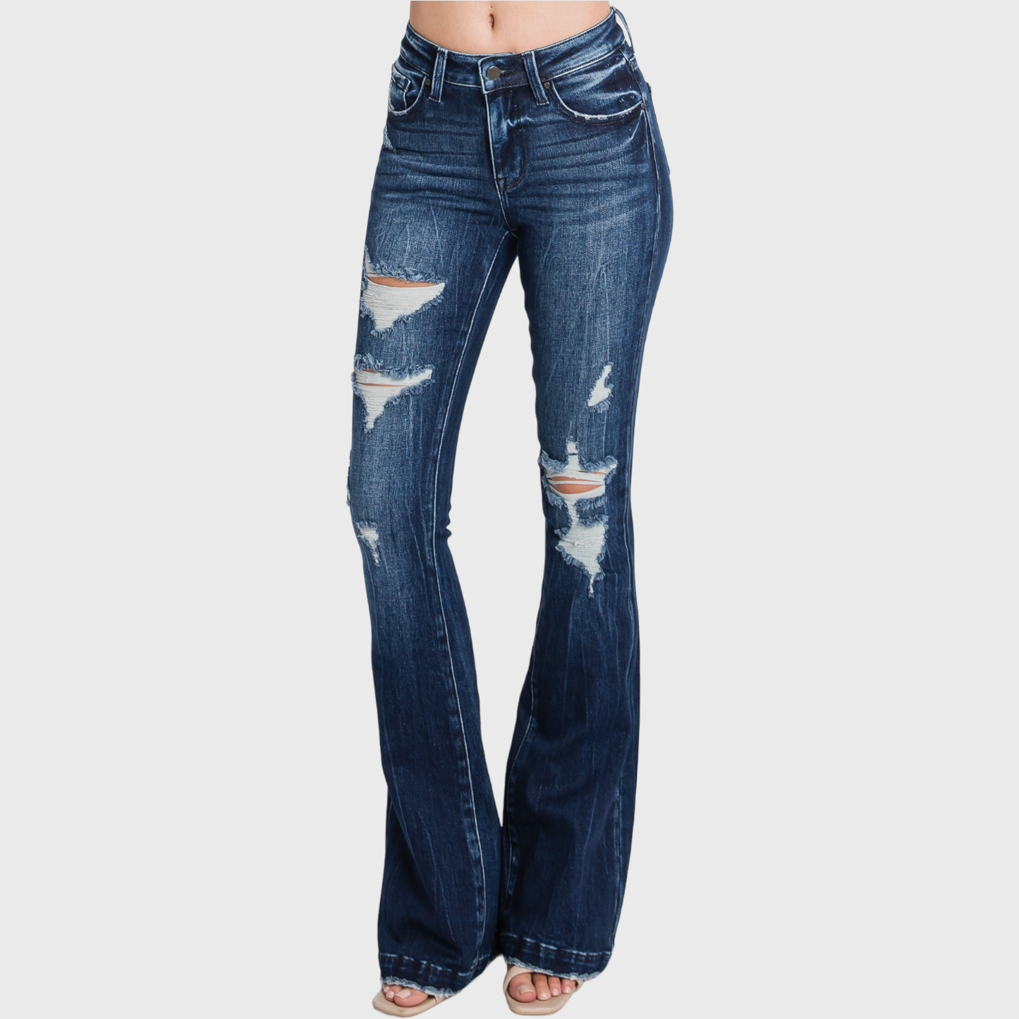 Petra 153 DISTRESSED MID RISE STRETCH FLARE