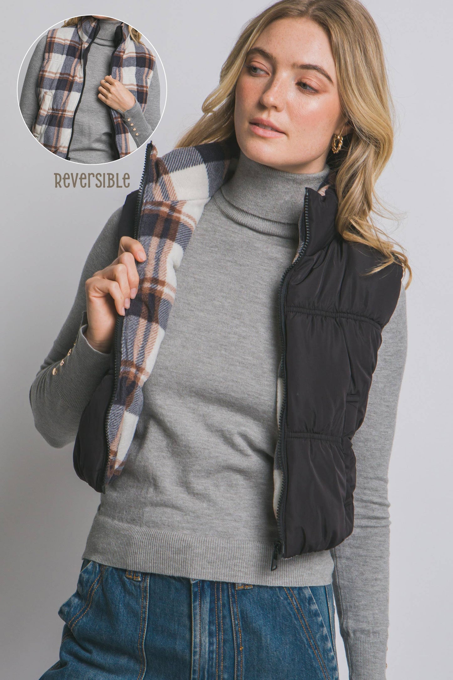 Full-Zip Reversible Puffer Vest