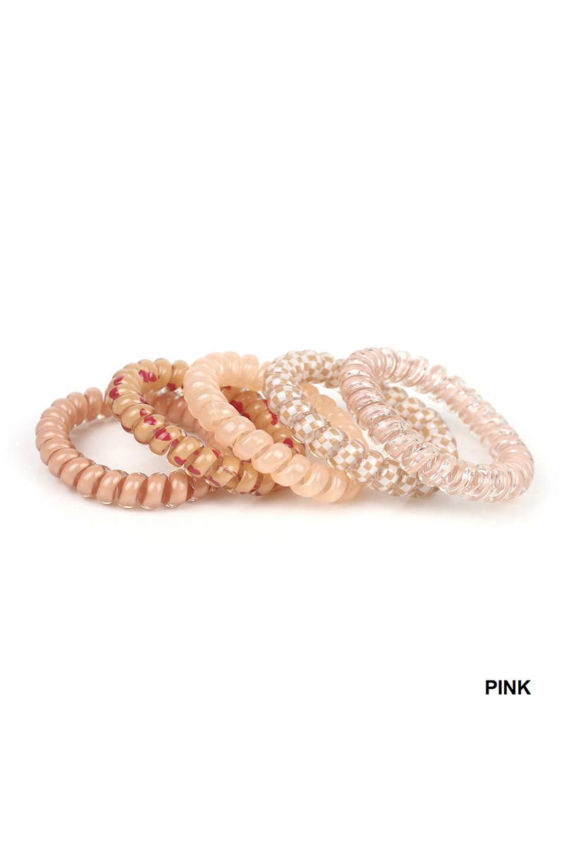 Assorted Hair Coil Ties Solid Flower Checker