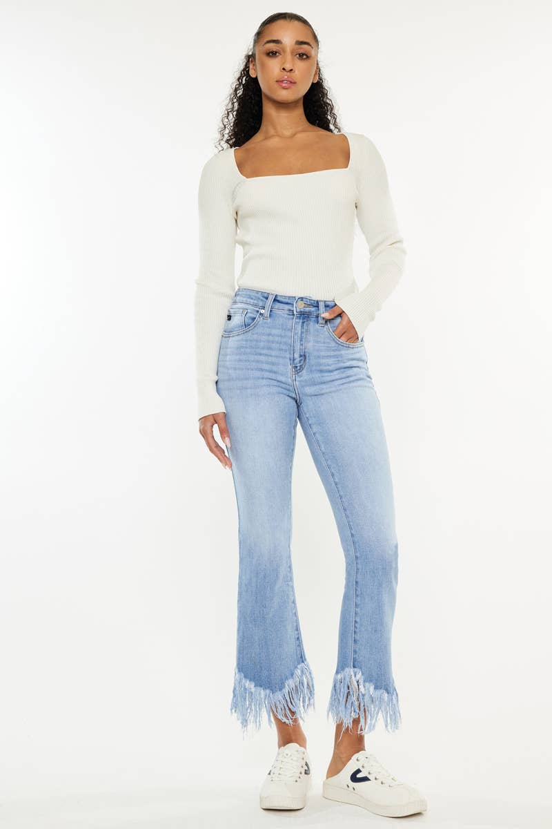 KanCan HIGH RISE CROP BOOTCUT DENIM PANTS-KC9354M