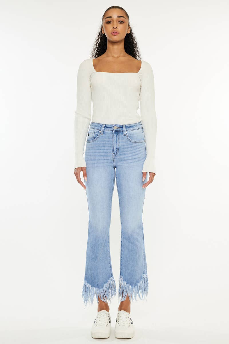 KanCan HIGH RISE CROP BOOTCUT DENIM PANTS-KC9354M