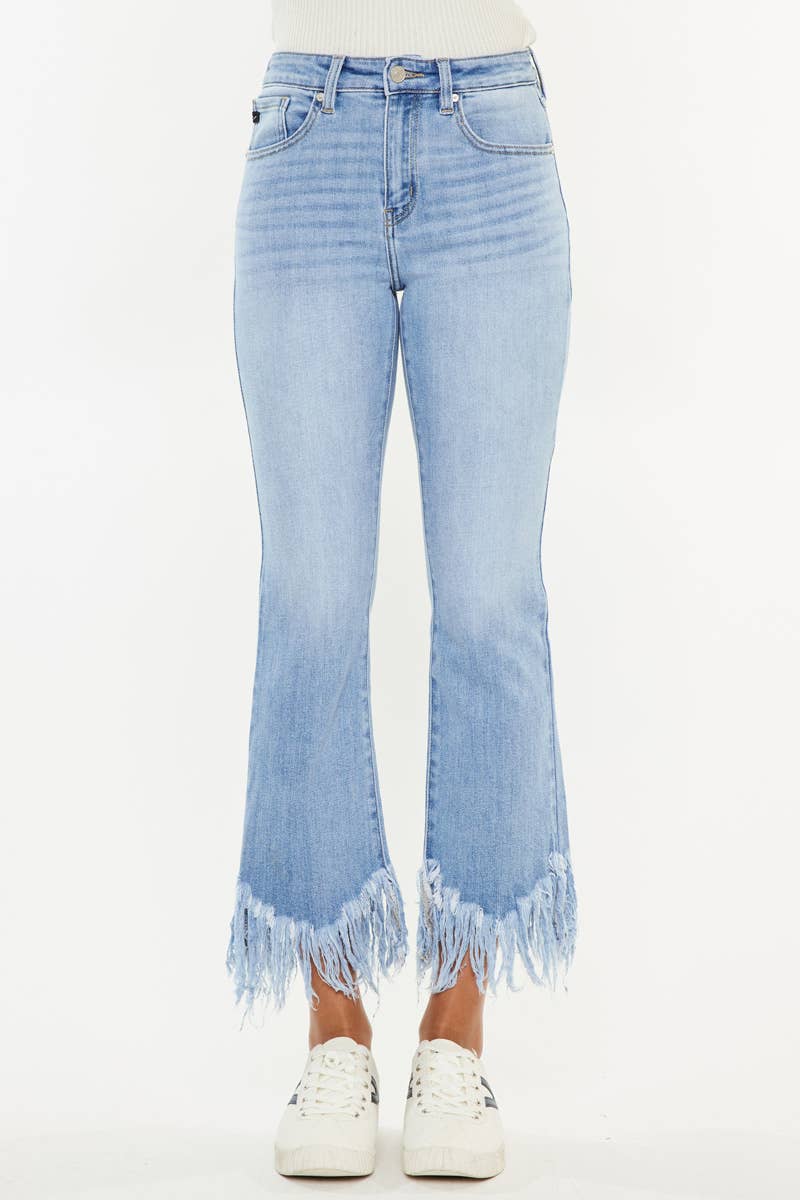 KanCan HIGH RISE CROP BOOTCUT DENIM PANTS-KC9354M