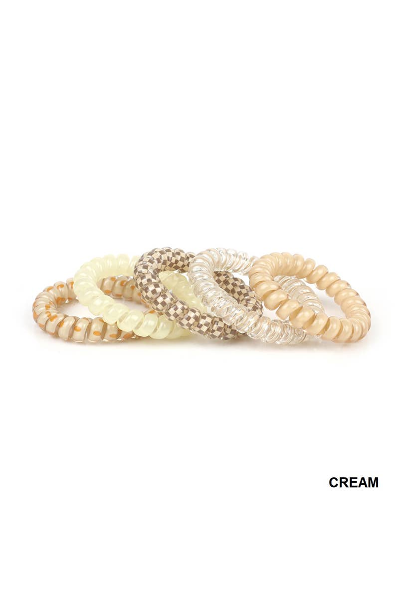 Assorted Hair Coil Ties Solid Flower Checker