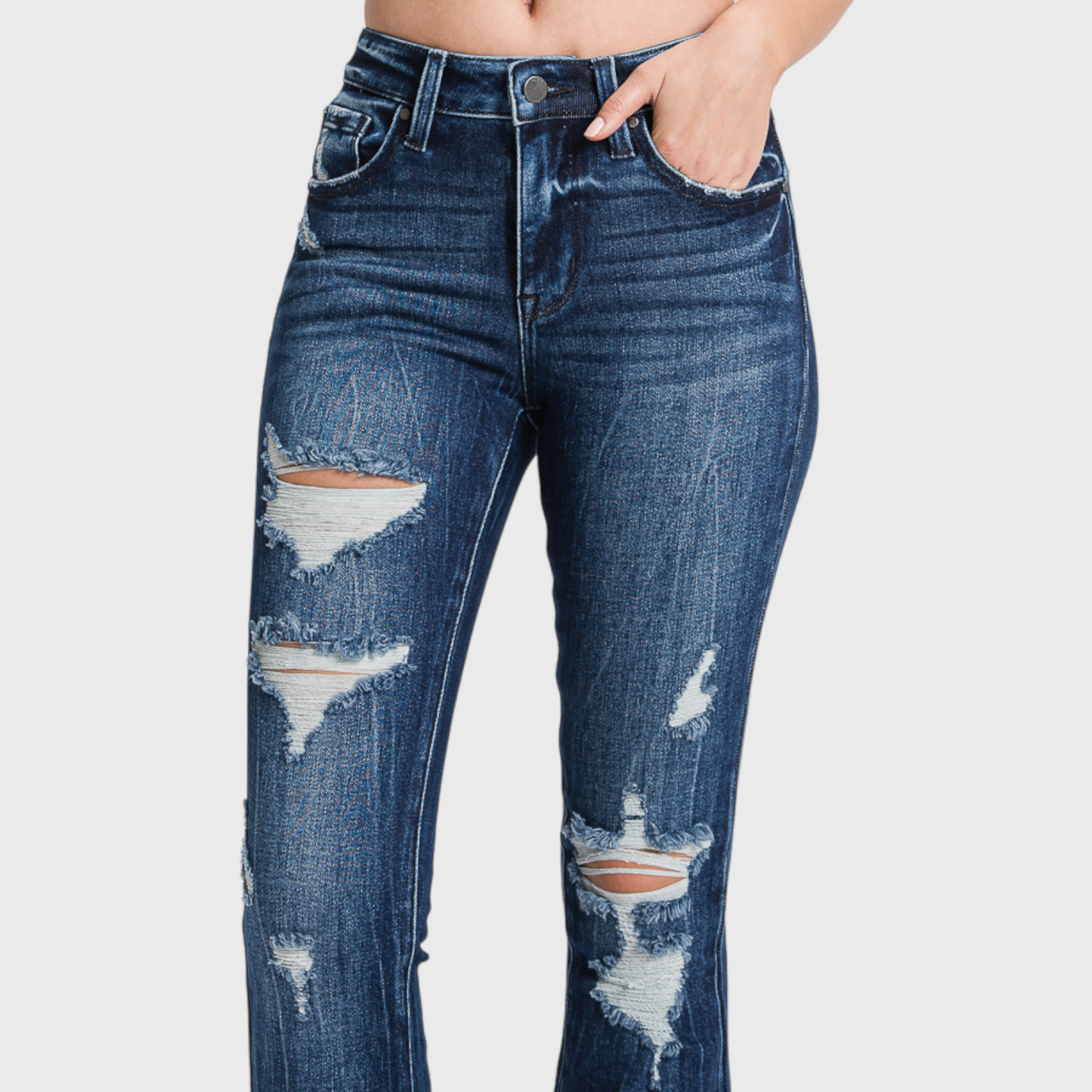 Petra 153 DISTRESSED MID RISE STRETCH FLARE